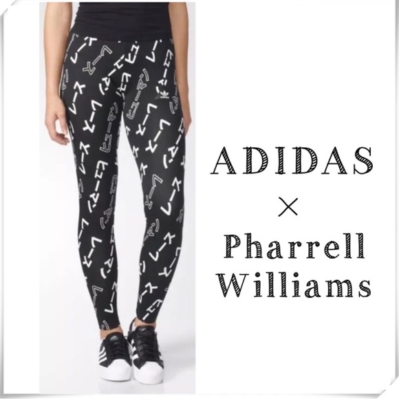 Pharrell & Adidas Pants - Adidas Originals Pharrell Williams AOP Black Womens Leggings BR1862 RW25 Size M